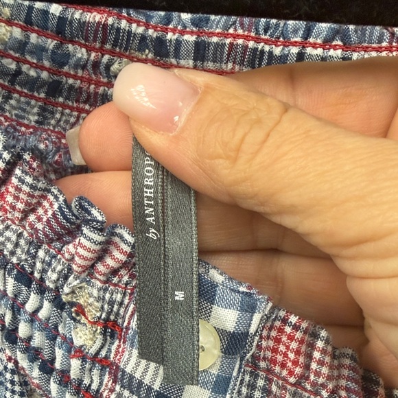 Anthropologie Pink Plaid Smocked Neck Button-Front Dress - Picture 2 of 4